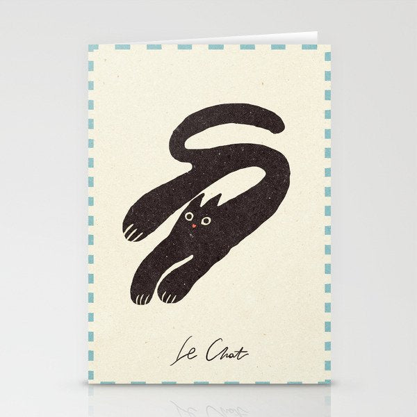 Cute black cat, modern art Stationery Card Gallery Image 1