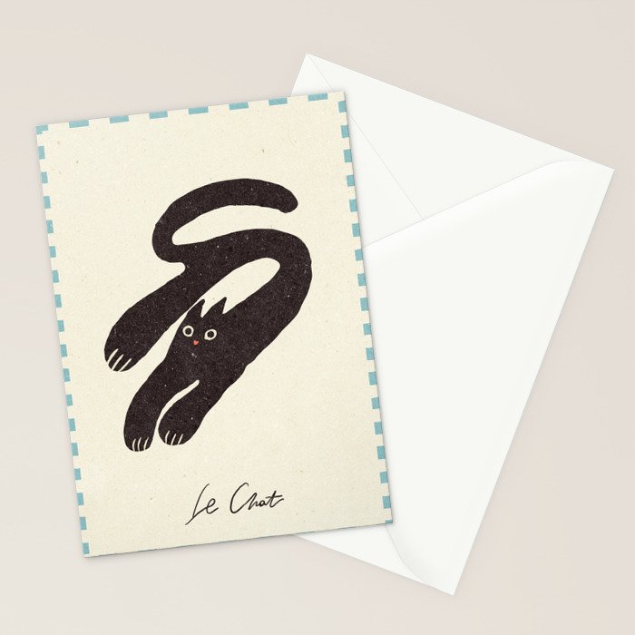 Cute black cat, modern art Stationery Card Gallery Image 2
