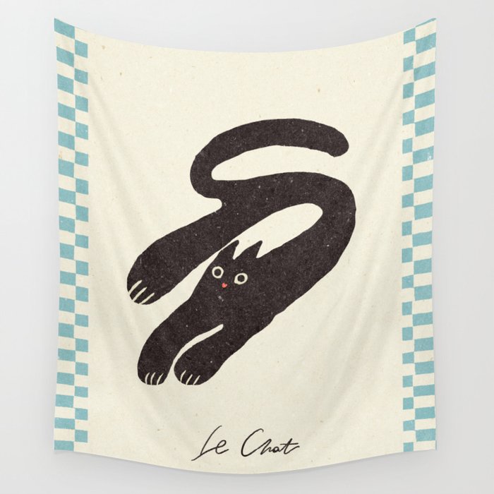 Cute black cat, modern art Wall Tapestry Gallery Image 1