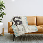 Cute black cat, modern art Throw Blanket Gallery Image 1