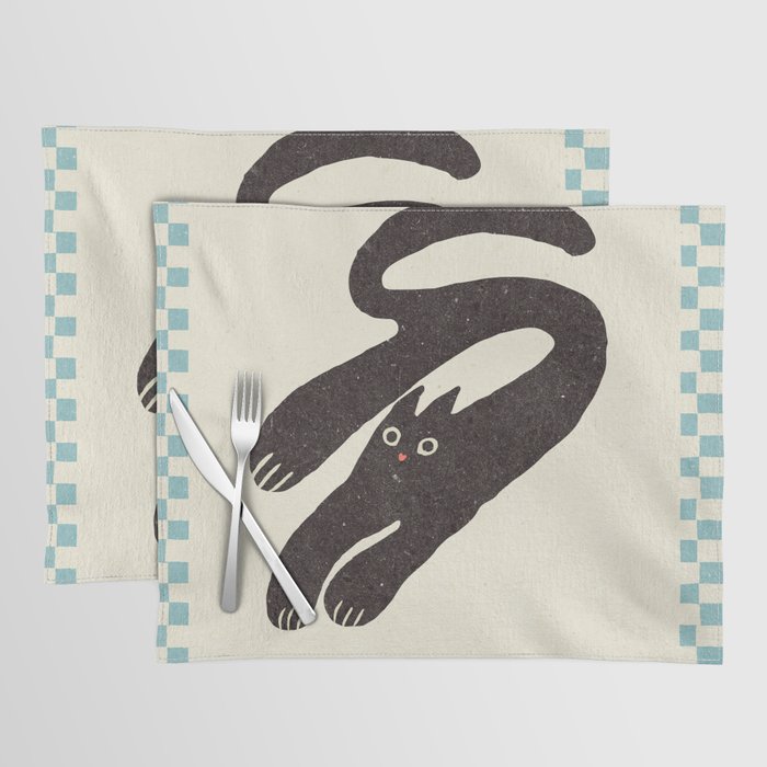 Cute black cat, modern art Placemat Gallery Image 1