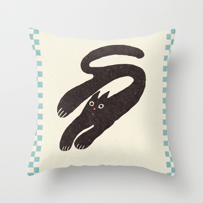 Cute black cat, modern art Throw Pillow Gallery Image 6