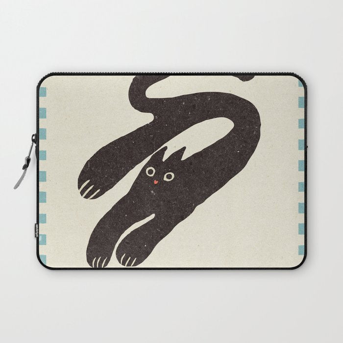 Cute black cat, modern art Laptop Sleeve Gallery Image 1