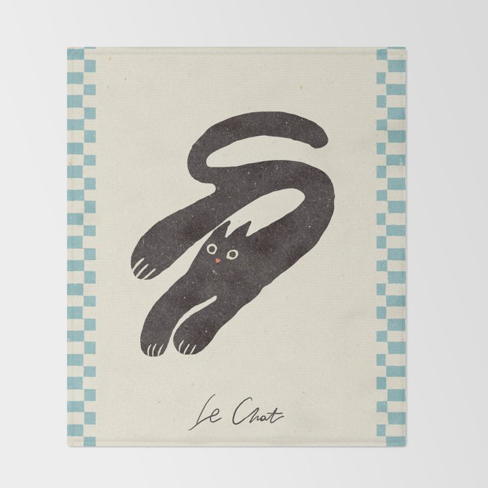 Cute black cat, modern art Throw Blanket Gallery Image 2