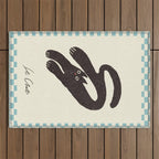 Cute black cat, modern art Outdoor Rug Gallery Image 1