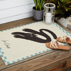 Cute black cat, modern art Outdoor Rug Gallery Image 2