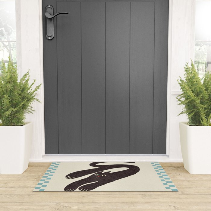 Cute black cat, modern art Welcome Mat Gallery Image 3