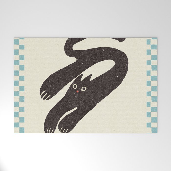 Cute black cat, modern art Welcome Mat Gallery Image 1