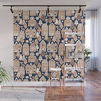 Whimsical Gingerbread Christmas Village // blue and brown Wall Mural Gallery Image 1
