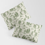 Green Alien Abduction Toile De Jouy Pattern Pillow Sham Gallery Image 3