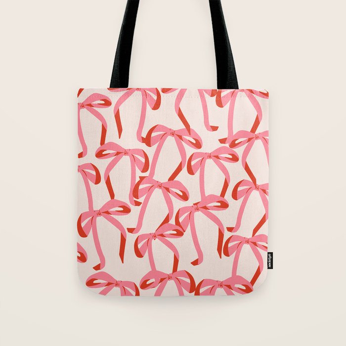 Pink Champagne Coquette Bows Tote Bag Gallery Image 1
