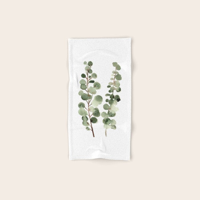 Eucalyptus (watercolor finger painting) Bath Towel Gallery Image 1