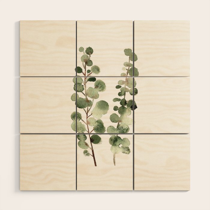 Eucalyptus (watercolor finger painting) Wood Wall Art Gallery Image 1