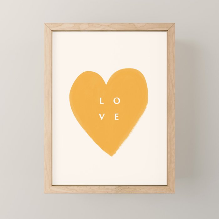 Heart Love Gold Yellow - Typography Mini Art Print Gallery Image 1