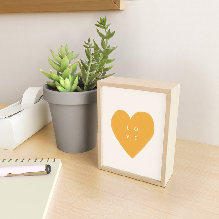 Heart Love Gold Yellow - Typography Mini Art Print Gallery Image 2