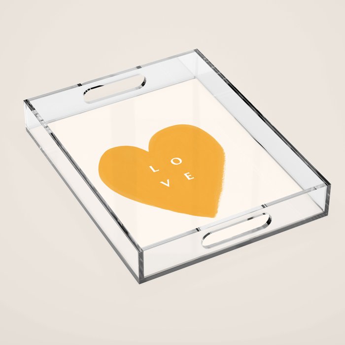 Heart Love Gold Yellow - Typography Acrylic Tray Gallery Image 1