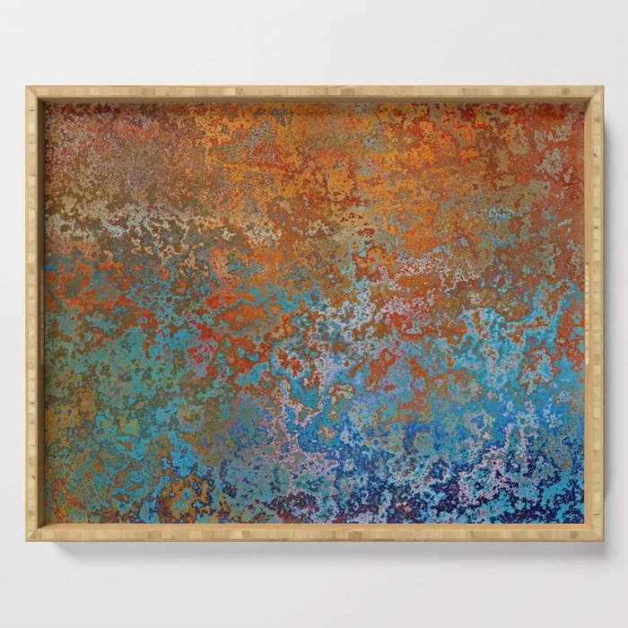Vintage Rust, Terracotta and Blue Serving Tray Gallery Image 1