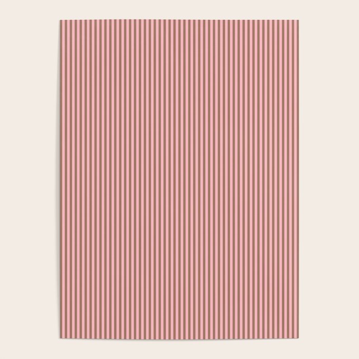 Ultra Fine Stripes Narrow Vertical Stripe Pattern in Mocha Brown and Pink Poster Gallery Image 4