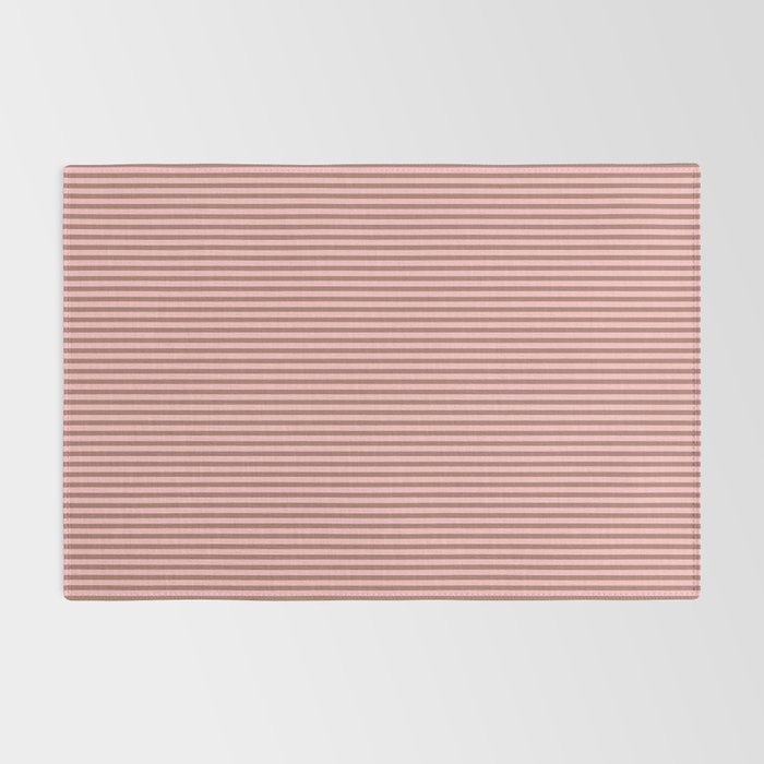 Ultra Fine Stripes Narrow Vertical Stripe Pattern in Mocha Brown and Pink Rug Gallery Image 2