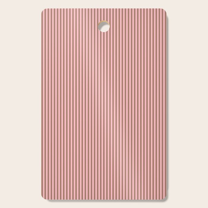 Ultra Fine Stripes Narrow Vertical Stripe Pattern in Mocha Brown and Pink Cutting Board Gallery Image 1