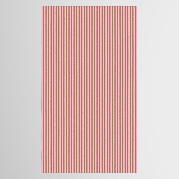 Ultra Fine Stripes Narrow Vertical Stripe Pattern in Mocha Brown and Pink Tablecloth Gallery Image 2