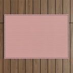 Ultra Fine Stripes Narrow Vertical Stripe Pattern in Mocha Brown and Pink Outdoor Rug Gallery Image 1