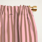 Ultra Fine Stripes Narrow Vertical Stripe Pattern in Mocha Brown and Pink Window Curtain Gallery Image 2
