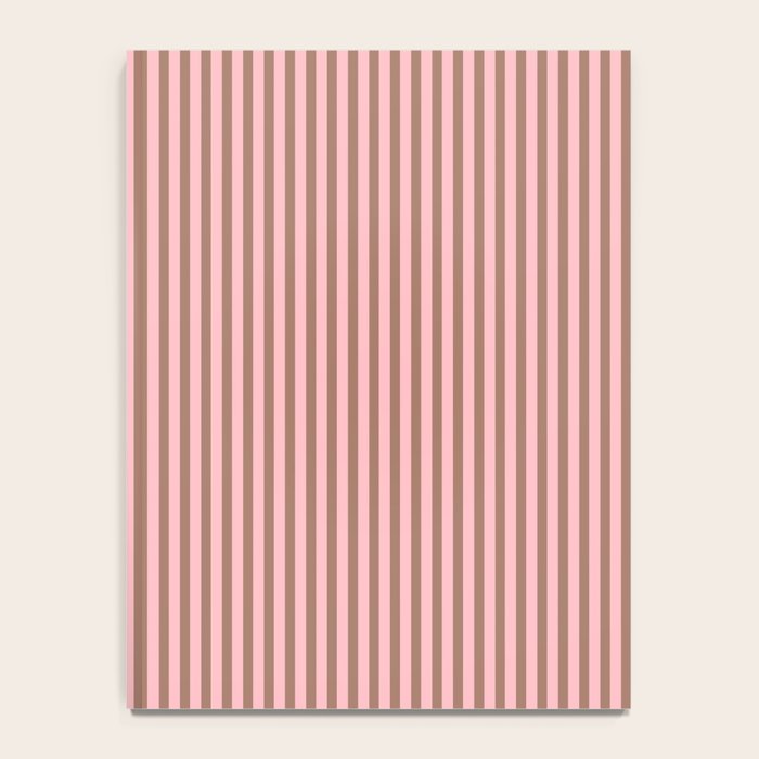 Ultra Fine Stripes Narrow Vertical Stripe Pattern in Mocha Brown and Pink Notebook Gallery Image 4