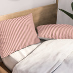 Ultra Fine Stripes Narrow Vertical Stripe Pattern in Mocha Brown and Pink Pillow Sham Gallery Image 2