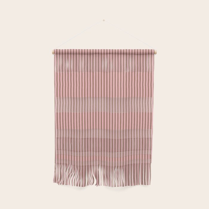 Ultra Fine Stripes Narrow Vertical Stripe Pattern in Mocha Brown and Pink Wall Hanging Gallery Image 1