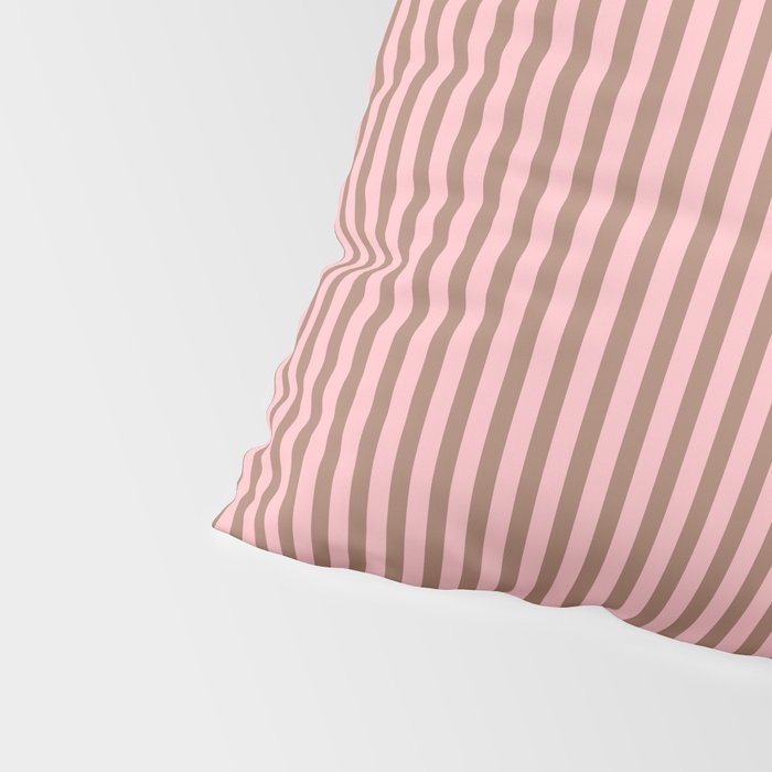 Ultra Fine Stripes Narrow Vertical Stripe Pattern in Mocha Brown and Pink Pillow Sham Gallery Image 4