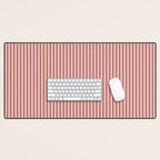 Ultra Fine Stripes Narrow Vertical Stripe Pattern in Mocha Brown and Pink Desk Mat Gallery Image 1