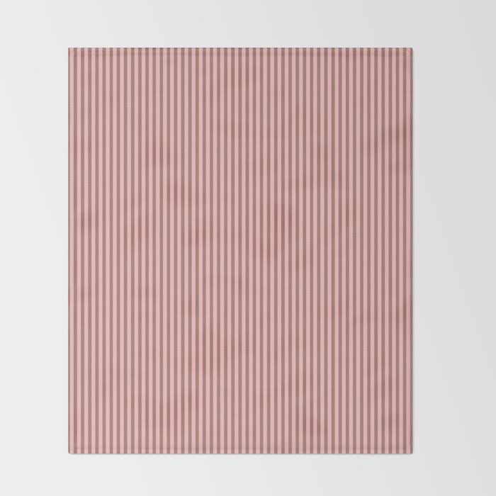 Ultra Fine Stripes Narrow Vertical Stripe Pattern in Mocha Brown and Pink Throw Blanket Gallery Image 2