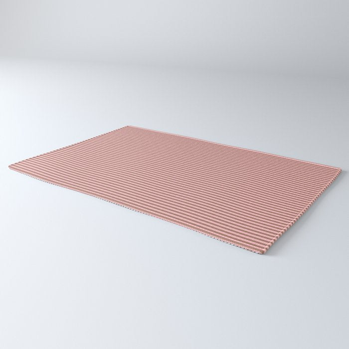 Ultra Fine Stripes Narrow Vertical Stripe Pattern in Mocha Brown and Pink Rug Gallery Image 3
