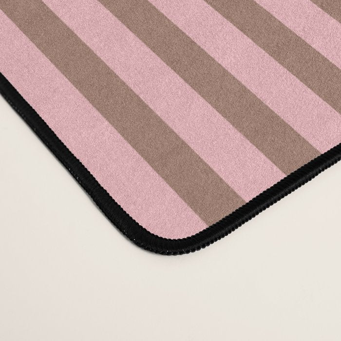 Ultra Fine Stripes Narrow Vertical Stripe Pattern in Mocha Brown and Pink Desk Mat Gallery Image 4
