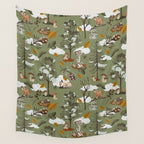 Baby animals in the leafy forest G Wall Tapestry Gallery Image 4