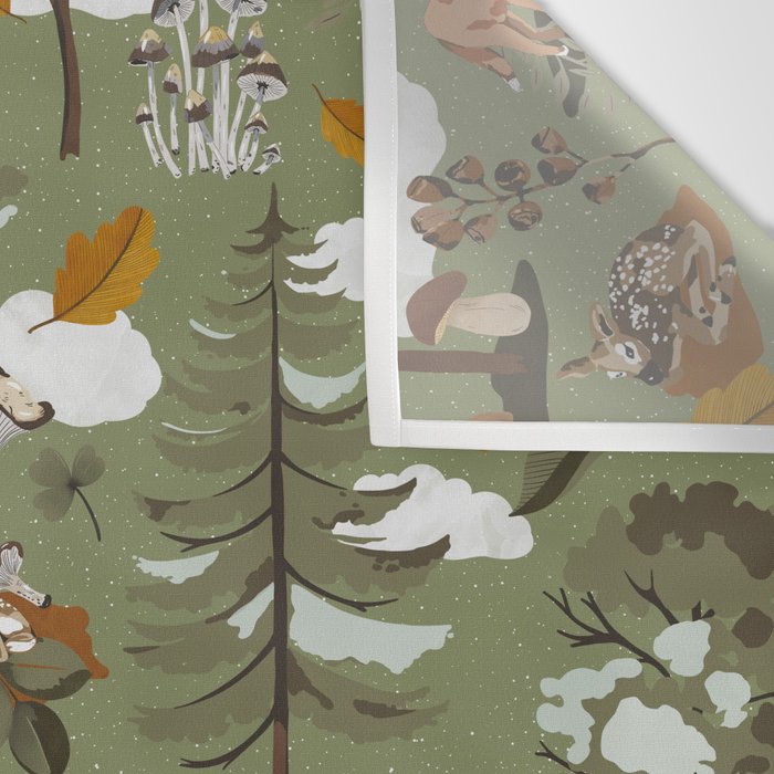 Baby animals in the leafy forest G Wall Tapestry Gallery Image 3