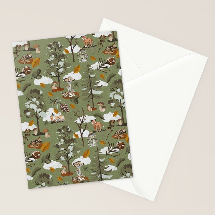 Baby animals in the leafy forest G Stationery Card Gallery Image 2