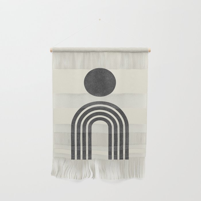 Mid century modern black and white sun and rainbow Wall Hanging Gallery Image 1
