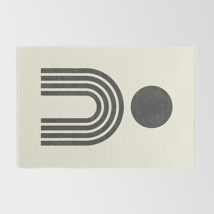 Mid century modern black and white sun and rainbow Rug Gallery Image 2