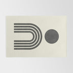 Mid century modern black and white sun and rainbow Rug Gallery Image 2