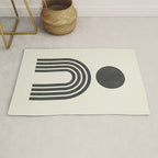 Mid century modern black and white sun and rainbow Rug Gallery Image 1