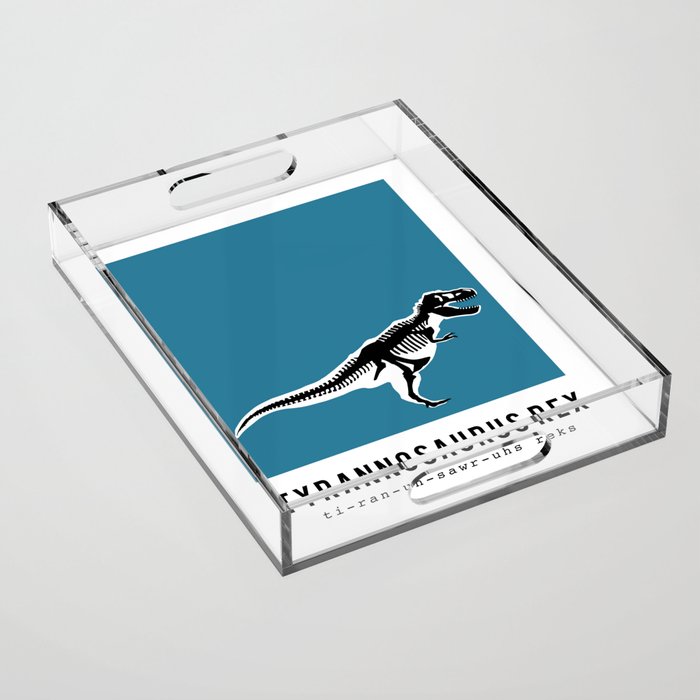 T-Rex Dinosaur Fossil / Skeleton in blue Acrylic Tray Gallery Image 1