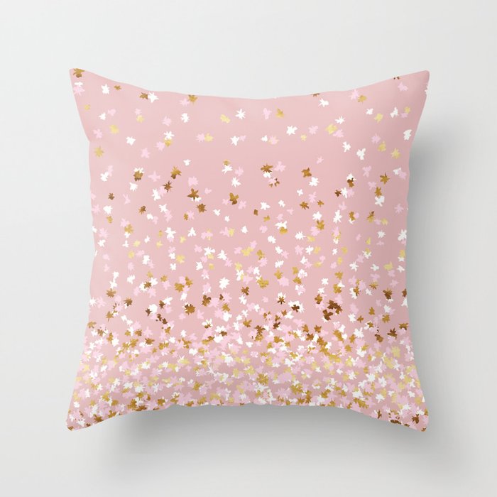 Floating Confetti - Pink Blush and Gold Throw Pillow Gallery Image 6