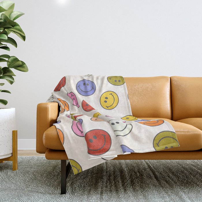 Many Happy Smileys Throw Blanket Gallery Image 1