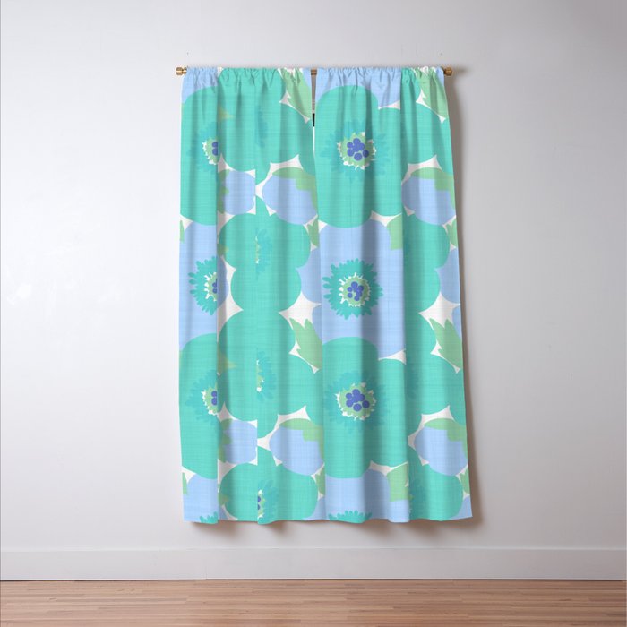 Bright Summer Floral Mid-Century Style Flower Pattern Window Curtain Gallery Image 3