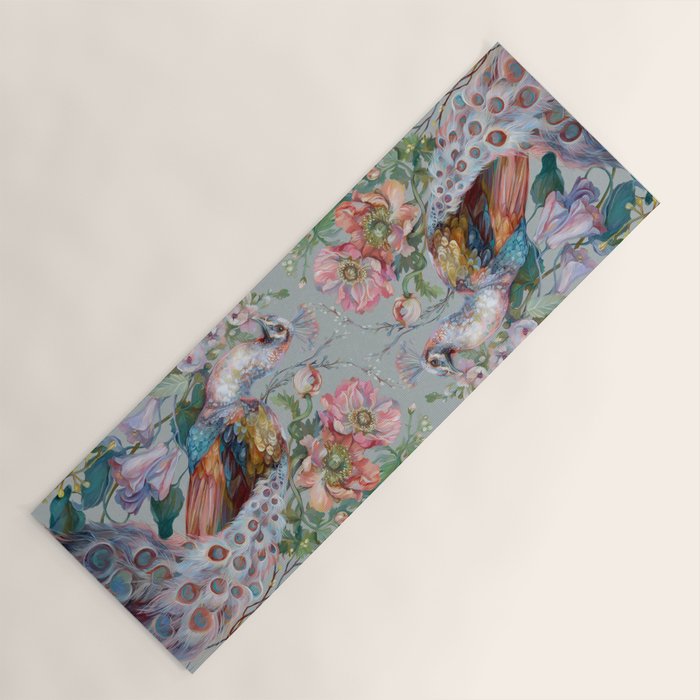 Floral Peacock Garden Yoga Mat Gallery Image 1