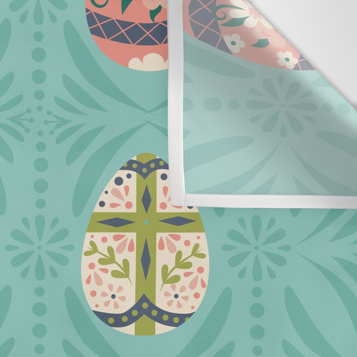 Floral Easter Eggs - Aqua Wall Tapestry Gallery Image 3
