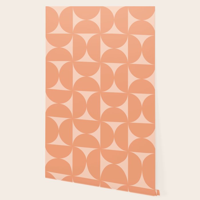 Bauhaus Mid Century Modern Geometric VI Peach Orange Wallpaper Gallery Image 2
