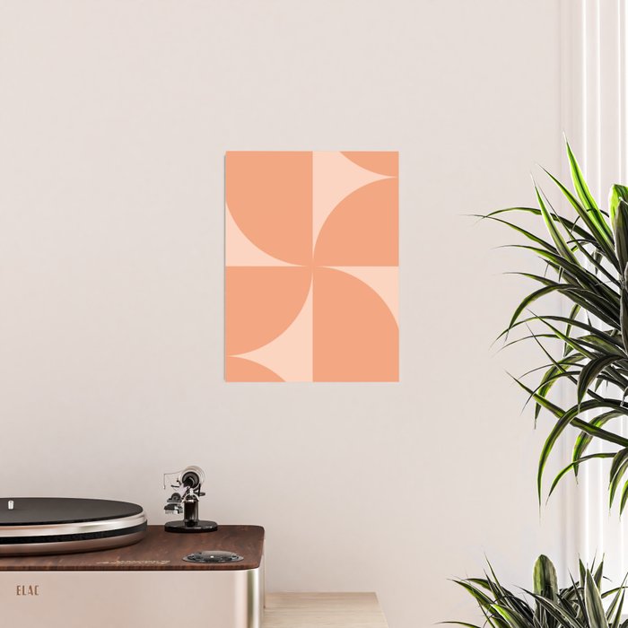 Bauhaus Mid Century Modern Geometric VI Peach Orange Poster Gallery Image 2